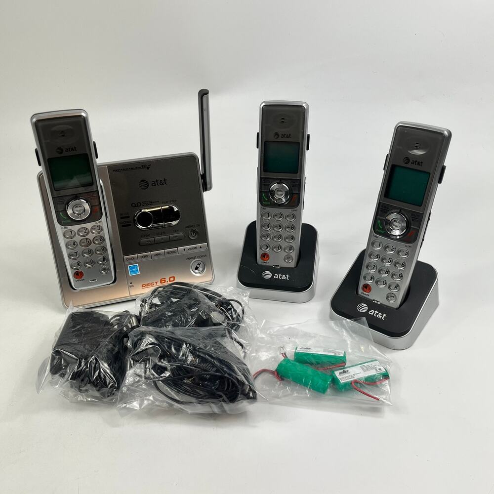 AT&T SL82218 DECT 6.0 Cordless Phone System Base With 3 SL80108 Handsets Tested